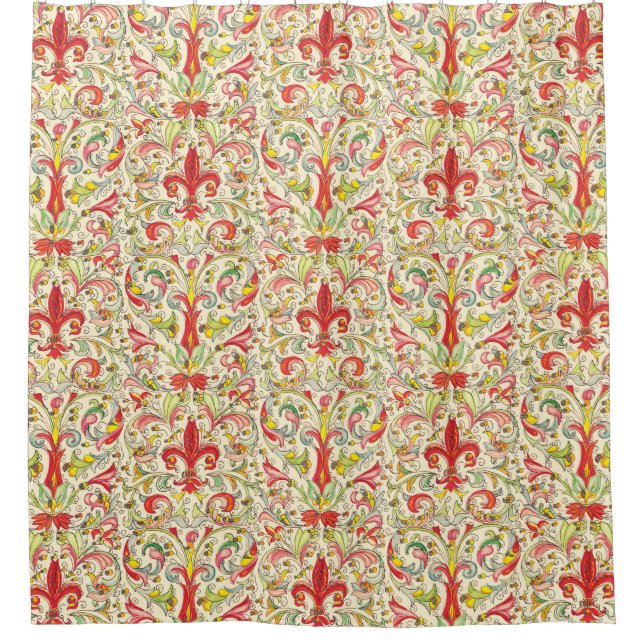 Rideaux De Douche Italien Florentine Fleur de Lis Motif (Devant)