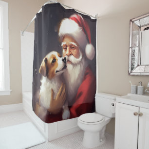 Rideaux De Douche Jack Russell Avec Noël Festif Du Père Noël
