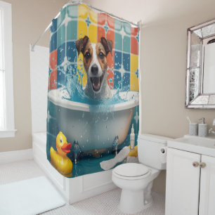 Rideaux De Douche Jack Russell Débraillé Endormi Mignon Drôle