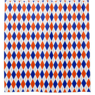 Rideaux De Douche Jacquard orange et bleu diamant