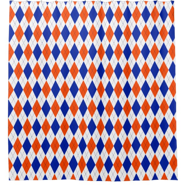Rideaux De Douche Jacquard orange et bleu diamant (Devant)