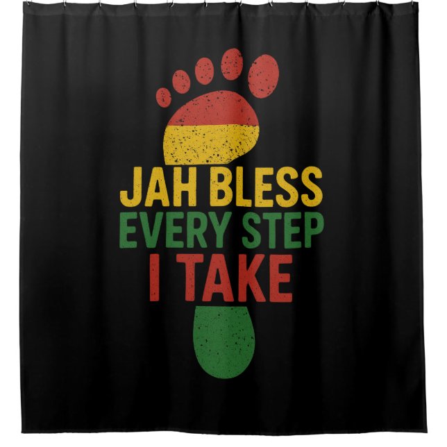 Rideaux De Douche Jah bénisse chaque pas que je fais Rasta (Devant)
