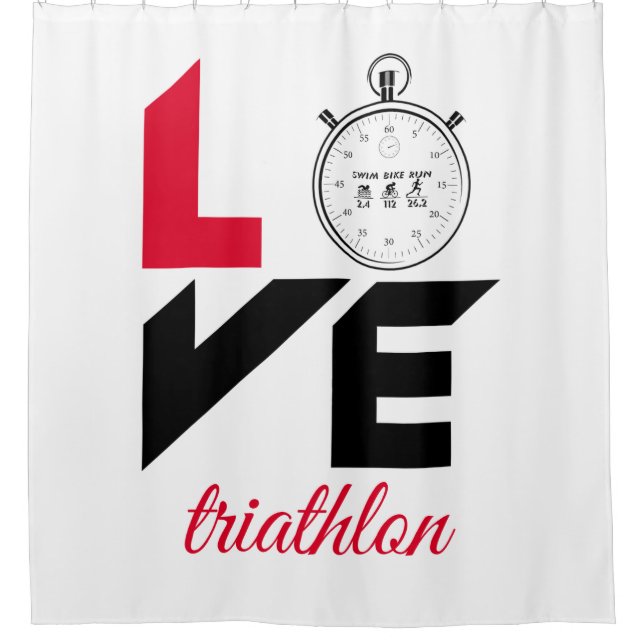 Rideaux De Douche J'aime le triathlon (Devant)