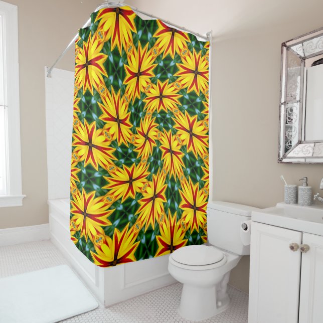 Rideaux De Douche J'Aime Les Fleurs Uniques (En situation)