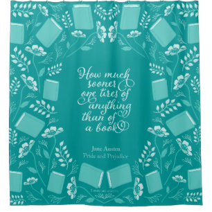 Rideaux De Douche Jane Austen Pride et préjugé Turquoise Floral Bo