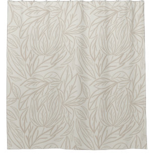 Rideaux De Douche Japandi Line feuilles d'art minimaliste neutre bei