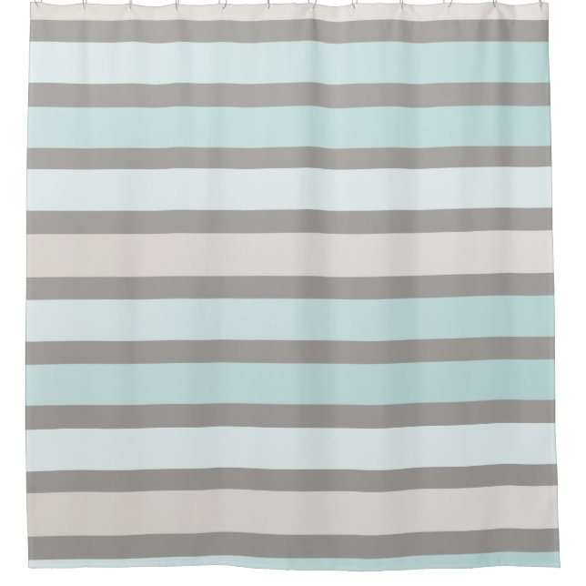 Rideaux De Douche Japandi Stripes Taupe Bleu Clair Simple (Devant)
