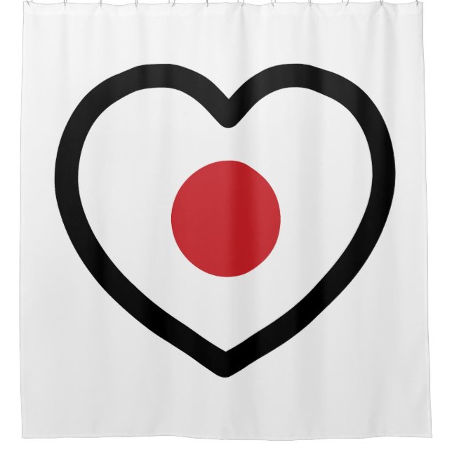 Rideaux De Douche Japon | Coeur du drapeau japonais (Devant)