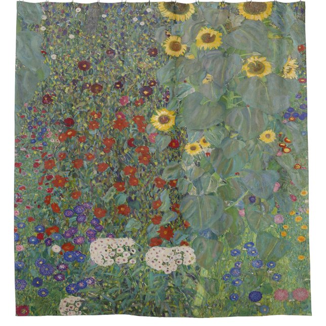 Rideaux De Douche Jardin agricole avec tournesol par Gustav Klimt (Devant)