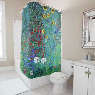 Rideaux De Douche Jardin agricole avec tournesols, Gustav Klimt
