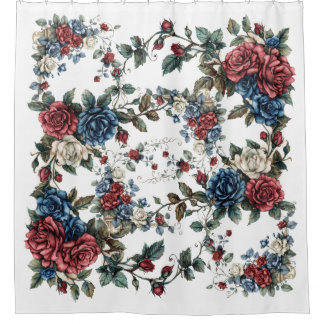 Rideaux De Douche Jardin Americana Roses Patriot