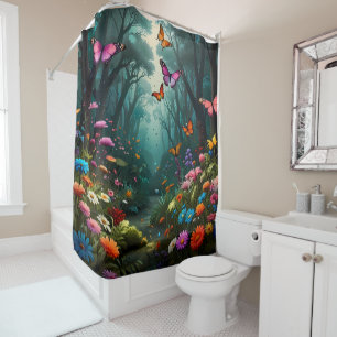 Rideaux De Douche Jardin aux fleurs avec des fleurs d'arbres et des