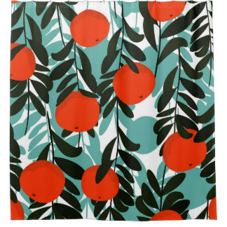 Rideaux De Douche Jardin de fruits orange incolore Imprimer