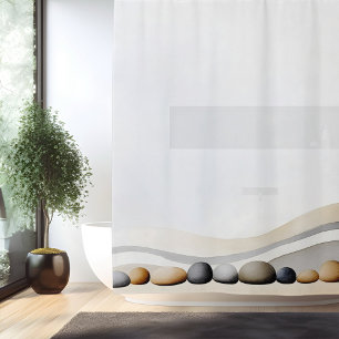 Rideaux De Douche Jardin de pierres zen aquarelle de style japonais