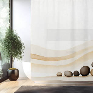 Rideaux De Douche Jardin de pierres zen aquarelle de style japonais