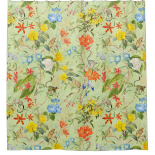 Rideaux De Douche Jardin des singes Vintages tropicaux Rococo Chinoi