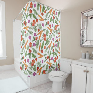 Rideaux De Douche Jardin fantaisiste de légumes à l'aquarelle