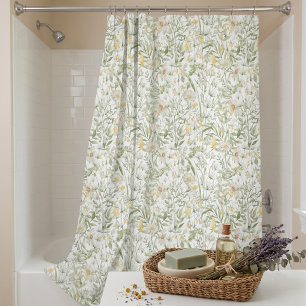 Rideaux De Douche Jardin Floral Botanique de Fleurs Sauvages Cottage