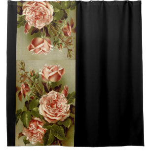 Rideaux De Douche Jardin floral de fleurs roses vintages de chou