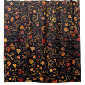 Rideaux De Douche Jardin floral exotique de minuit