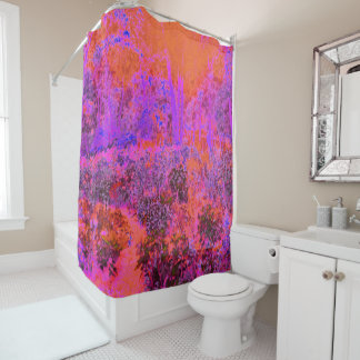 Rideaux De Douche Jardin Impressionniste Magenta et Orange Trippy