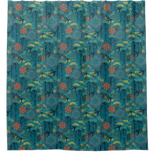 Rideaux De Douche Jardin japonais dans Teal