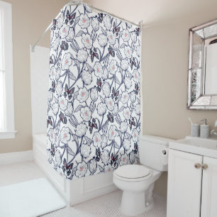 Rideaux De Douche Jardin noir floral