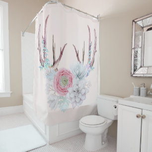 Rideaux De Douche Jardin rose de Succulent de fleurs d'andouillers