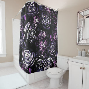 Rideaux De Douche Jardin Sombre Fleurs Violettes Envoûtantes de Glam