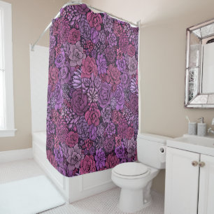 Rideaux De Douche Jardin succulent en rose et violet