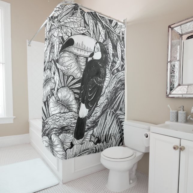 Rideaux De Douche Jardin tropical toucan (En situation)