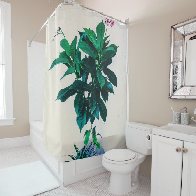 Rideaux De Douche Jatropha Plante en vert naturel (En situation)