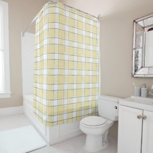 Rideaux De Douche Jaune Beurre Blanc Carreaux Rayures Enterrement de
