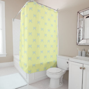 Rideaux De Douche Jaune Bleu Motif Ruban Pastel Joli Féminin