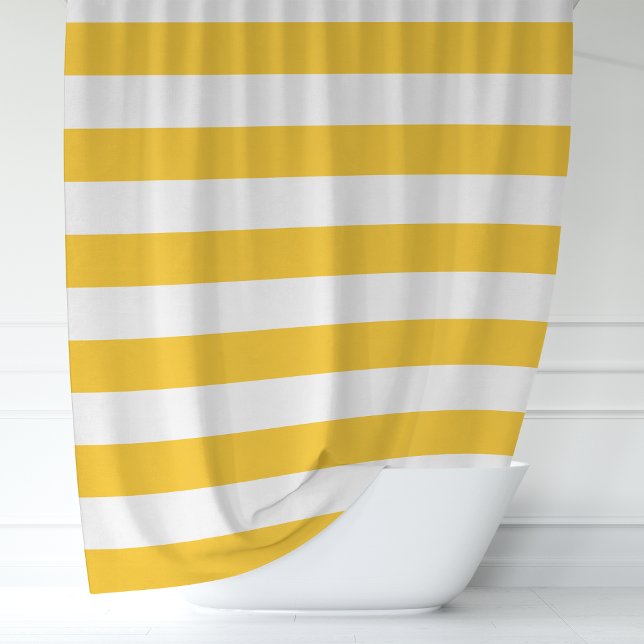 Rideaux De Douche Jaune Ensoleillé et Larges Rayures Blanches (Créateur téléchargé)