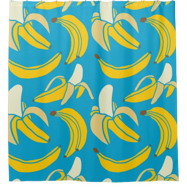 Rideaux De Douche jaune frais banane tropicale sans soudure patte (Devant)