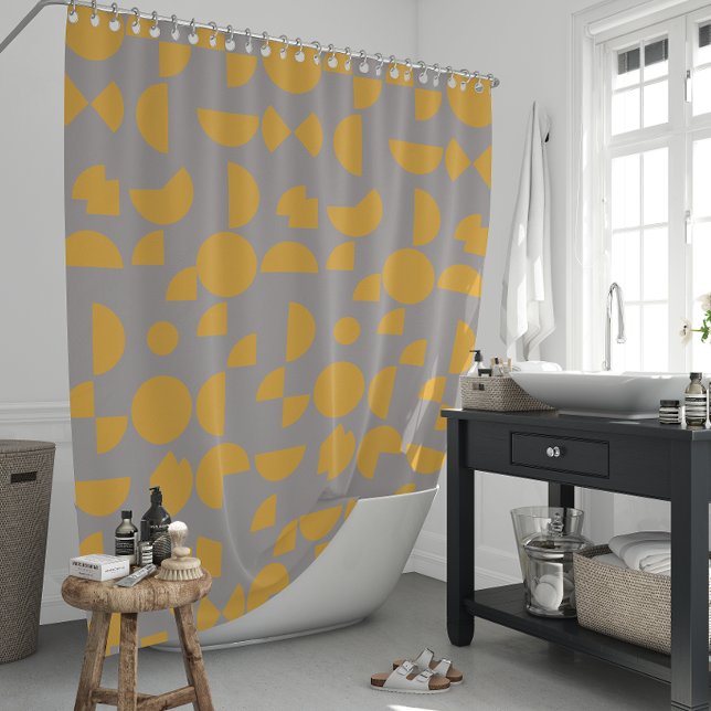 Rideaux De Douche Jaune gris moderne Elégant géométrique Tribal (Yellow Grey Modern Elegant Geometric Tribal Shower Curtain)