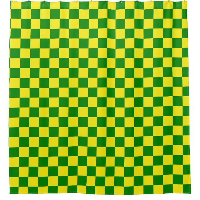 Rideaux De Douche Jaune vert À damiers Motif chèque (Devant)