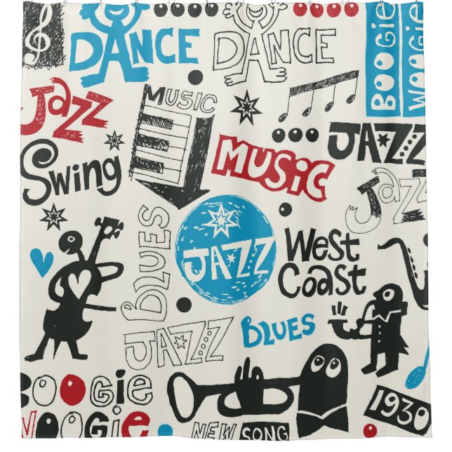 Rideaux De Douche Jazz Doodle : Mélange de Musique Eclectique (Devant)