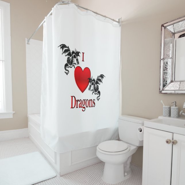 Rideaux De Douche Je Coeur Dragons (En situation)