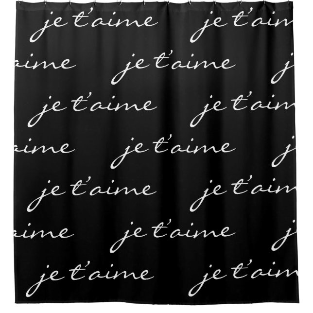Rideaux De Douche je t’aime Je t’aime en français Chic Black & White (Devant)