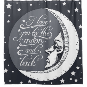 Rideaux De Douche Je t'aime à la lune et au dos