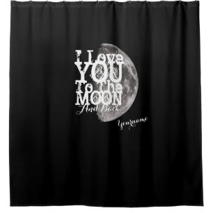 Rideaux De Douche Je t'aime à la lune et au dos avec votre nom