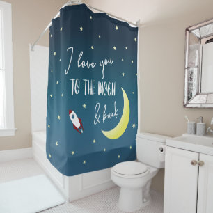 Rideaux De Douche Je vous aime à la lune et retour Nom Espace extra