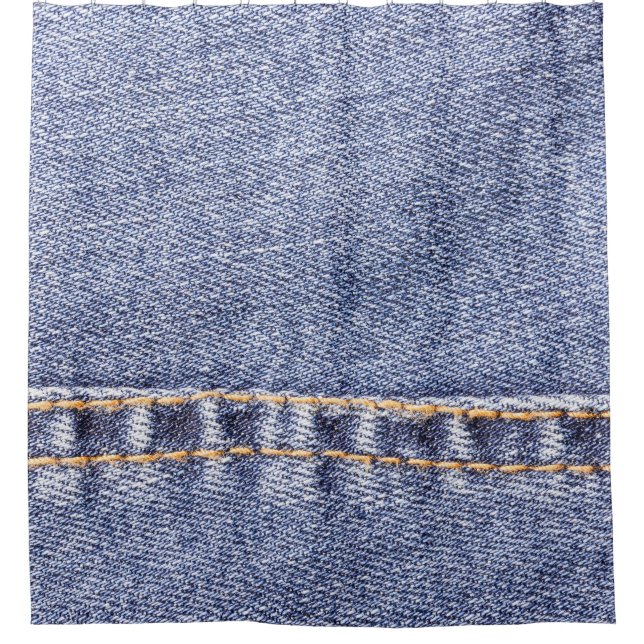 Rideaux De Douche Jeans bleus : texture cousue détaillée. (Devant)