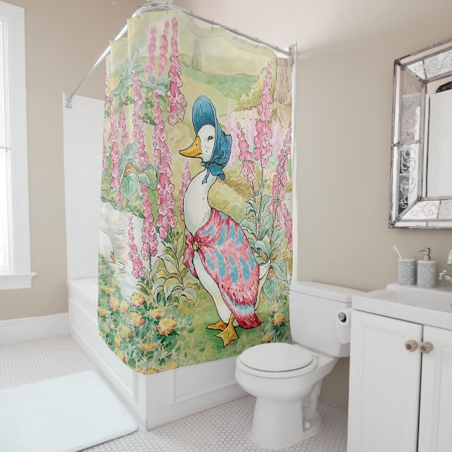 Rideaux De Douche Jemima Puddle canard près de l'étang (En situation)