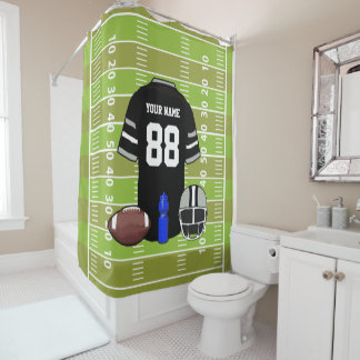 Rideaux De Douche Jersey de football noir et gris sur le terrain