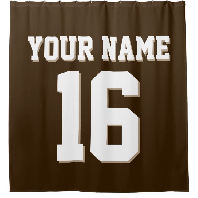 Rideaux De Douche Jersey de l'équipe de sport blanc Brown foncé (Devant)