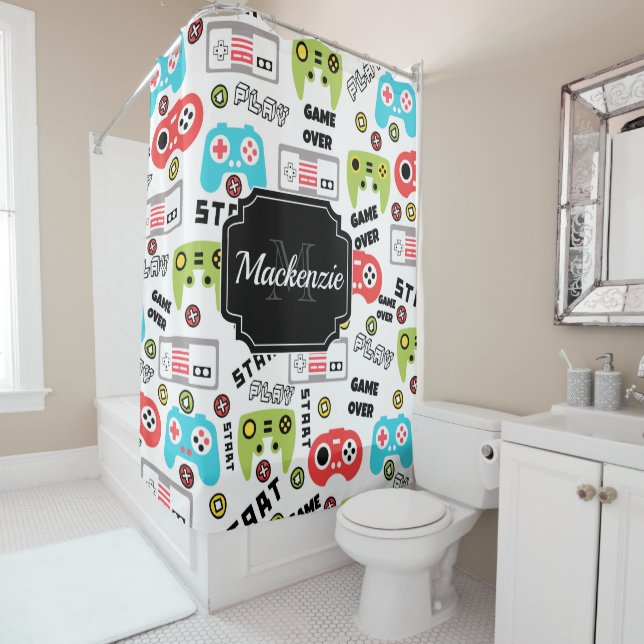 Rideaux De Douche Jeu vidéo Retro (En situation)