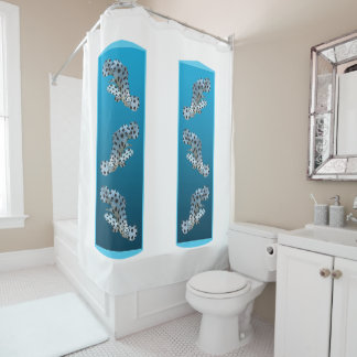 Rideaux De Douche Jeune groupe - arrière - plan bleu dégradé de conc